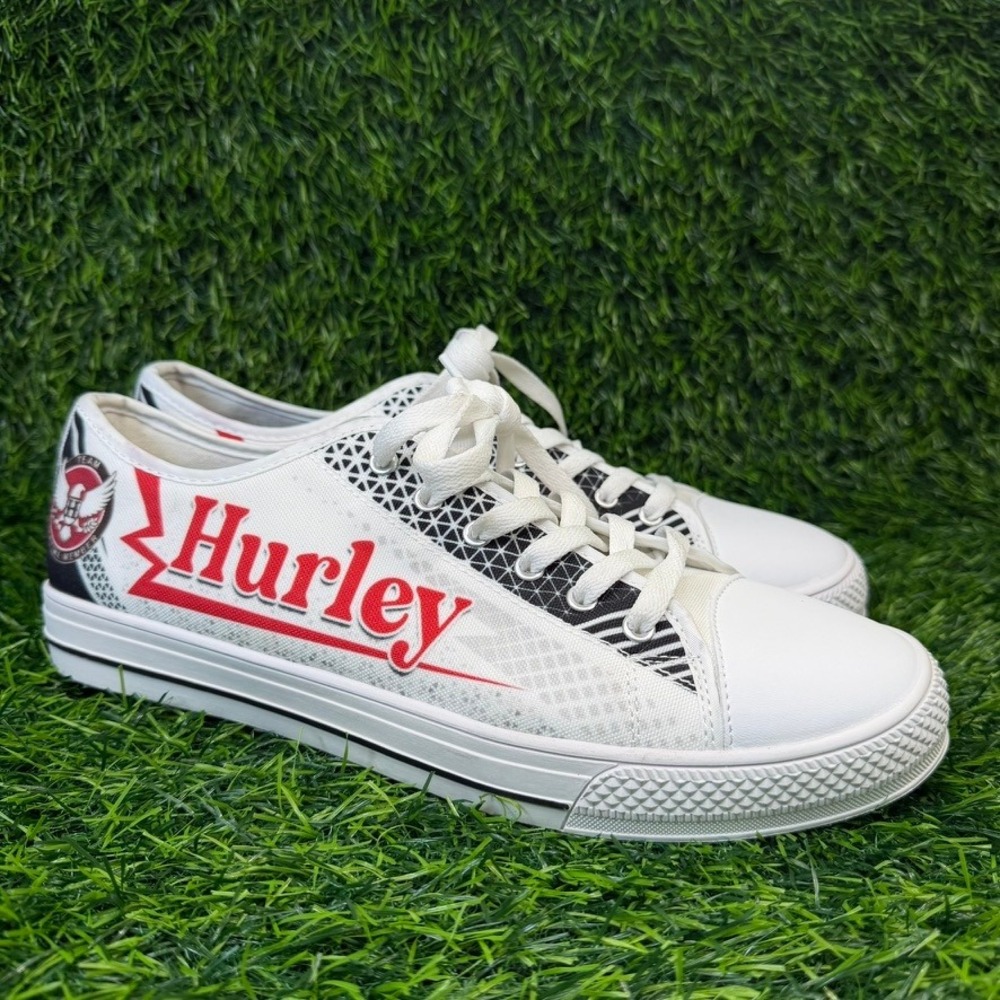Hurley Sneakers Mens 10 White Red Logo Canvas Low Top Skate Shoes Womens 12